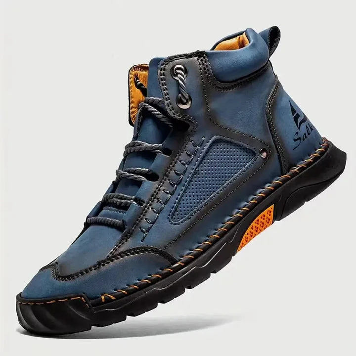 Men's Comfortable Handmade Leather Boots – Waterproof, Arch Support, Pressure Relief, Spacious Toe Box Outdoor Leather Shoes