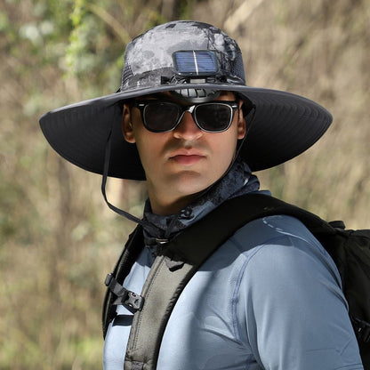 🔥Father's Day Sale- Wide Brim Solar Fan Outdoor Fishing Hat-Solar & USB Charging