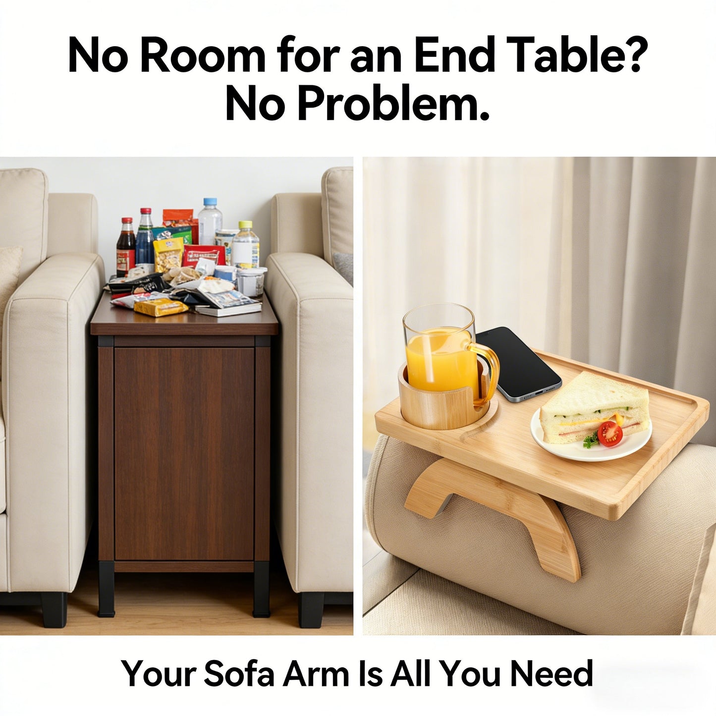 🛋️ 4-in-1 Couch Arm Table