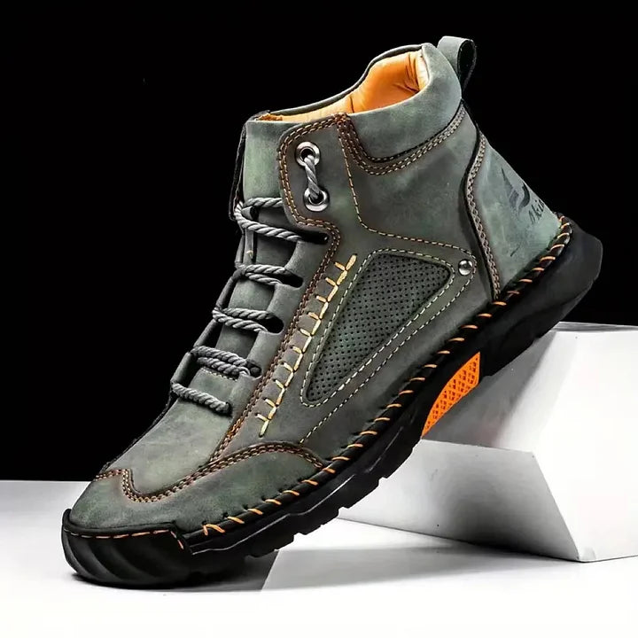 Men's Comfortable Handmade Leather Boots – Waterproof, Arch Support, Pressure Relief, Spacious Toe Box Outdoor Leather Shoes