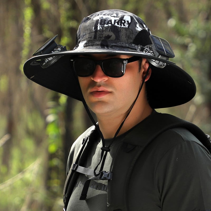 🔥Father's Day Sale- Wide Brim Solar Fan Outdoor Fishing Hat-Solar & USB Charging