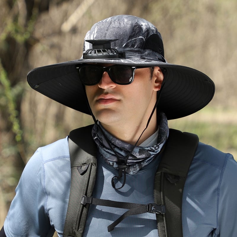 🔥Father's Day Sale- Wide Brim Solar Fan Outdoor Fishing Hat-Solar & USB Charging